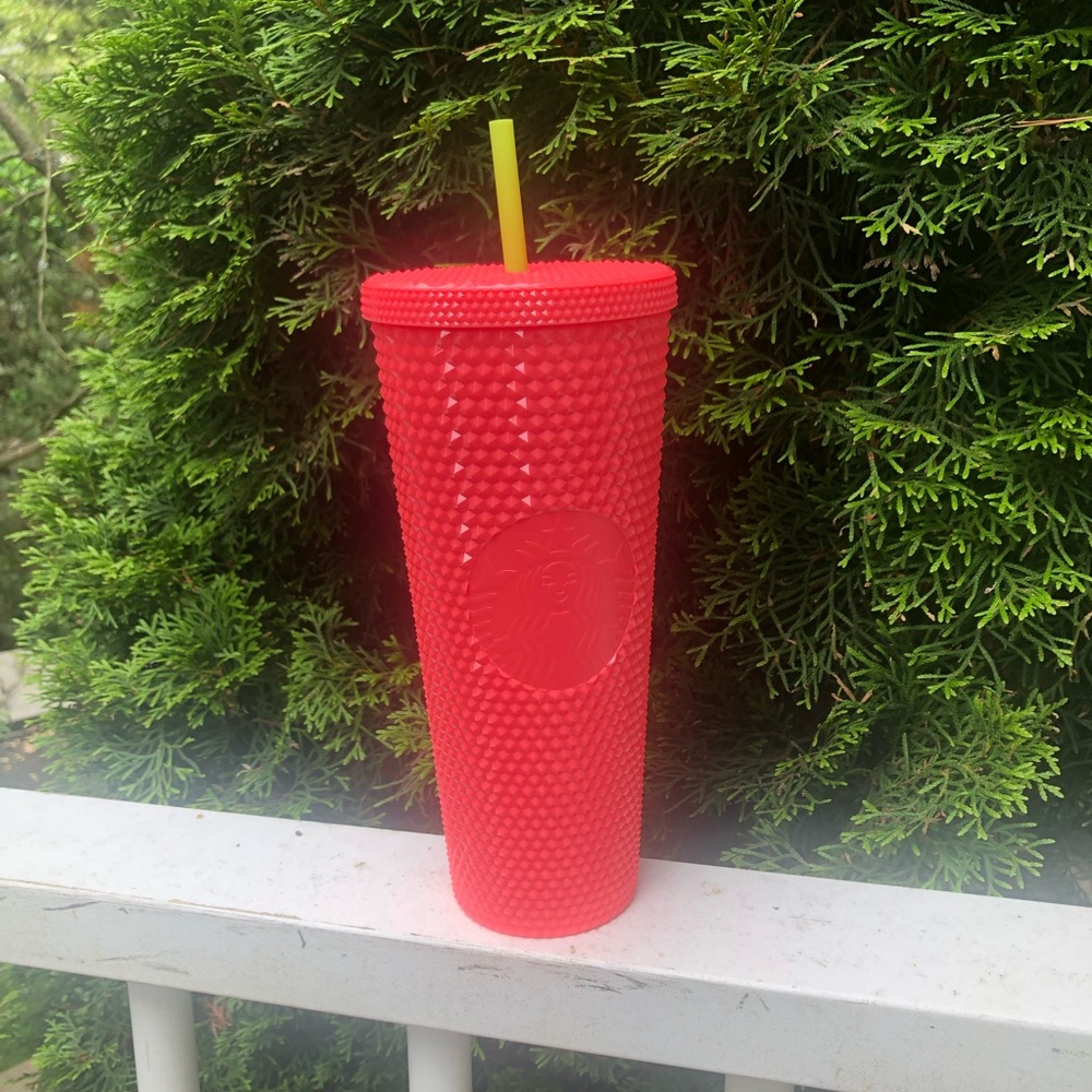 Starbucks Coral Pink Dragon Fruit Studded Tumbler 24 oz